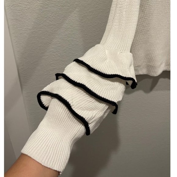 EXPRESS Ruffle Sleeve Cable Knit Sweater - Picture 4 of 5